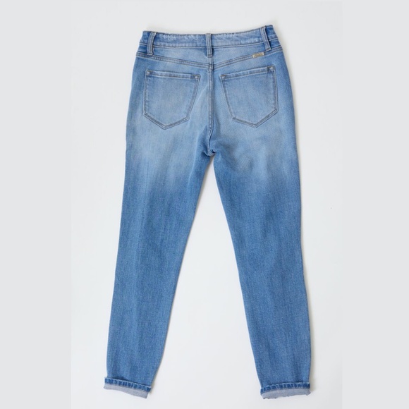 KanCan Women High Rise Blue Light Wash Distressed Leopard Patches Jeans size 27 - Picture 4 of 10